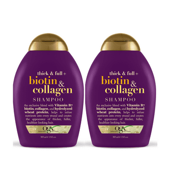 OGX Thick & Full   Biotin & Collagen Shampoo & Conditioner Set, (packaging may vary), Purple, 13 Fl Oz (Pack of 2)