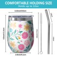 thumbnail image 5 of 12oz Stemless Wine Tumblers Pioneer Flower Floral Print Pattern Vacuum Insulated Stainless Steel Travel Tumbler Cups Mug with Lid and Straw for Champaign,Cocktail,Beer with Cleaning Brush, 5 of 5