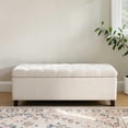 thumbnail image 2 of GZXS White Boucle Upholstered Storage Bench, 51.18" Boucle Fabric Ottoman Seat with Flip-Top Hidden Compartments and Rubber Wood Legs for End of Bed, Entryway or Living Room, 2 of 10