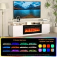 thumbnail image 4 of KOKEBREN 70"Wide TV Stand with Electric Fireplace for TVs Up to 80 Inch,12 Colors LED Lights & Flame,2 Tier Storage 2 Door Cabinet for The Living Room TV Stand,White, 4 of 7