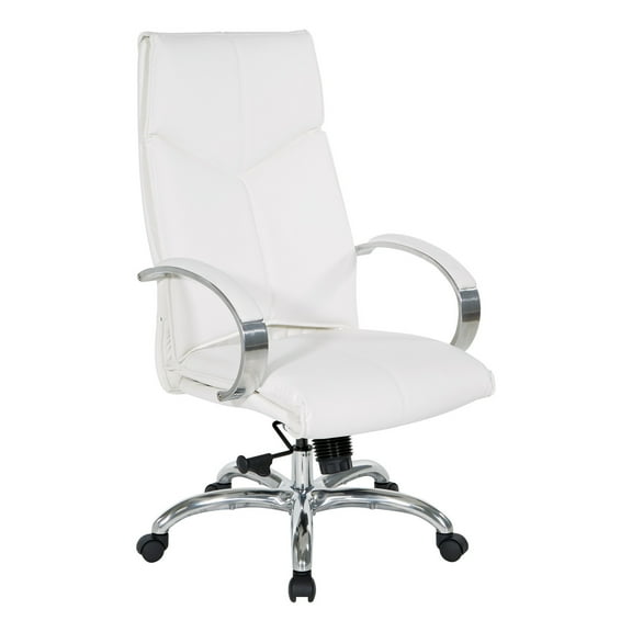 Deluxe High Back Executive Chair in White Dillon Snow Faux Leather