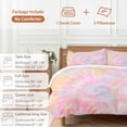 thumbnail image 6 of 3 Piece Rainbow Color Duvet Cover Set Twin Size, Microfiber Comforter/Quilt Cover with Corner Ties and 2 Pillowcases, Fantasy Colorful Ombre Swirl All Season Soft Bedding with Zipper Closure, 6 of 8
