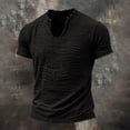 thumbnail image 6 of Homeyce Men's Casual Cotton Linen Shirts V Neck Short Sleeve Soft Raw Edge T-Shirt Summer Trendy Beach Vacation Street Tee,Black M, 6 of 6