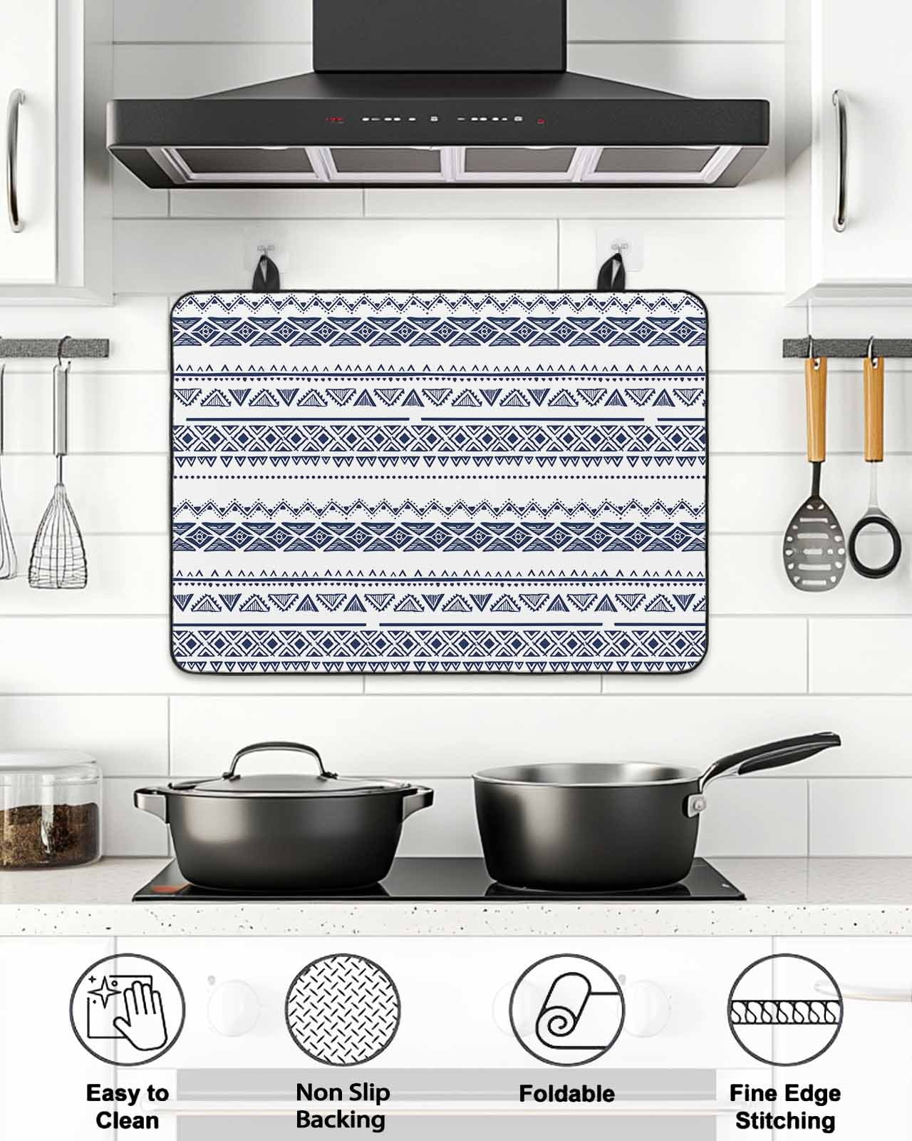 The Chef Stove Top Covers for Electric Stove, 36'x21'' Gnome Kitchen Black Buffalo Plaid Red Glass Ceramic Stove Cover Foldable Rubber Mat Heat Resistant Cooktop Protector for Kitchen