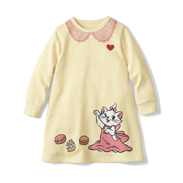 Disney princesa Bella Sirenita Ariel Alice niñas vestido primavera otoño A-line vestidos manga larga lindo dibujos animados niños ropa 24M (Tag90) Gao Jinjia LED
