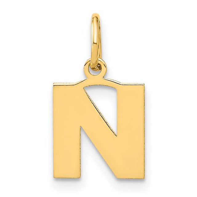Quality Gold XNA1337Y-N 14K Yellow Gold Letter N Initial Pendant