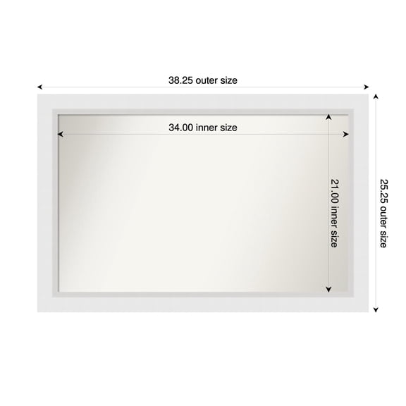 Amanti Art Custom Wall and Bathroom Mirror (25.25 x 38.25 in.), Blanco White Frame