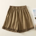 thumbnail image 3 of Boxer Shorts for Women Sleepwear Women’s Ruffle Home Shorts Elastic Waist Lace Shorts Summer Casual Home Sleepwear Loungewear Bottoms Khaki M, 3 of 9
