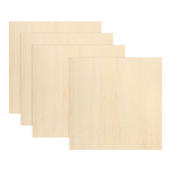 Uxcell 4Pcs Basswood Sheets 12 x 12 x 1/16 Inch Plywood Wood Panels Lightweight/Durable for Painting, Dollhouse, Aircraft Model
