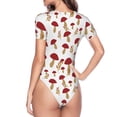 thumbnail image 3 of Uemuo Red Mushroom Pattern Women's One Piece Short Sleeve Swimsuit Rash Guard Surfing Modest Quick-drying Swimsuit Beach Essentials-X-Large, 3 of 9