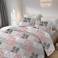 thumbnail image 3 of Davulos Patchwork Quilt Set King /California King Size, 3 Pieces Pink Floral Plaid Summer Bedspread Coverlet Set, Soft Microfiber Reversible Lightweight Bed Cover for All Season, 3 of 8