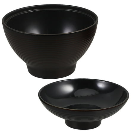 Minkissy Rice Bowls Japanese with Lid Black 1 Pcs for Adults