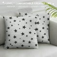 thumbnail image 3 of Shangniulu Black Stars on White Background Double Sided Pillow Cases Seamless Pattern Elegant Art Design Plush Pillowcase Square Cushion Pillow Covers for Sofa Bed Home Decor 18x18 in, 3 of 5