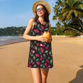 thumbnail image 3 of Fotbe Ripe Red Cherry Vestido de Verano sin Mangas para Mujer – Vestido Midi Línea A, Estilo Camiseta Floral, Vestido Playero Casual y Fluido, 3 of 7