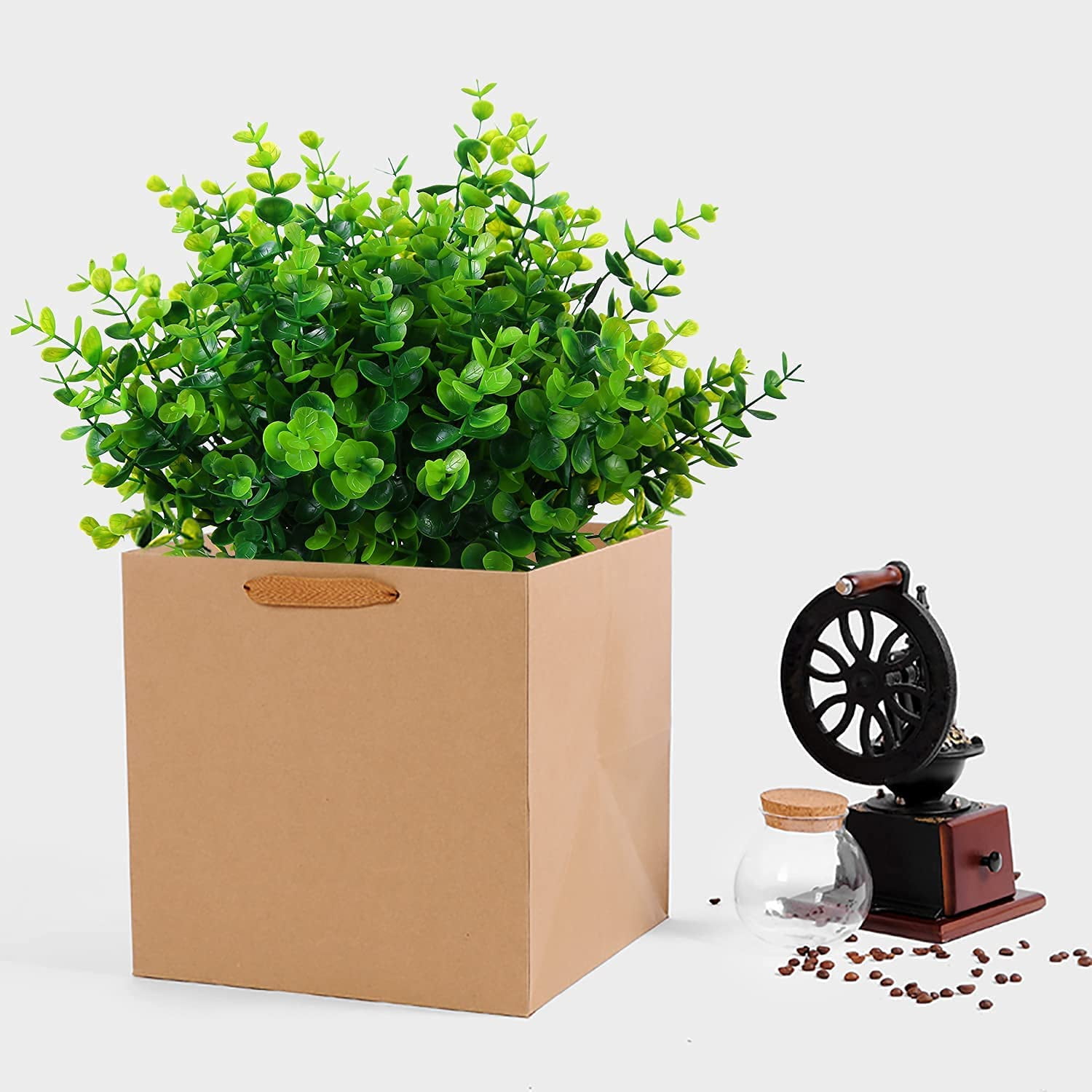 12 Bundles Artificial Greenery Plants, Faux Outdoor UV Resistant Fake Eucalyptus Bushes for Garden Porch Window Box Filler Indoor Home Decoration (Green)