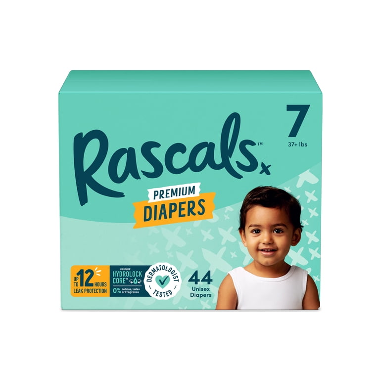 Rascals Premium Absorbent Baby Diapers Size 7, 44 Count - Walmart.com