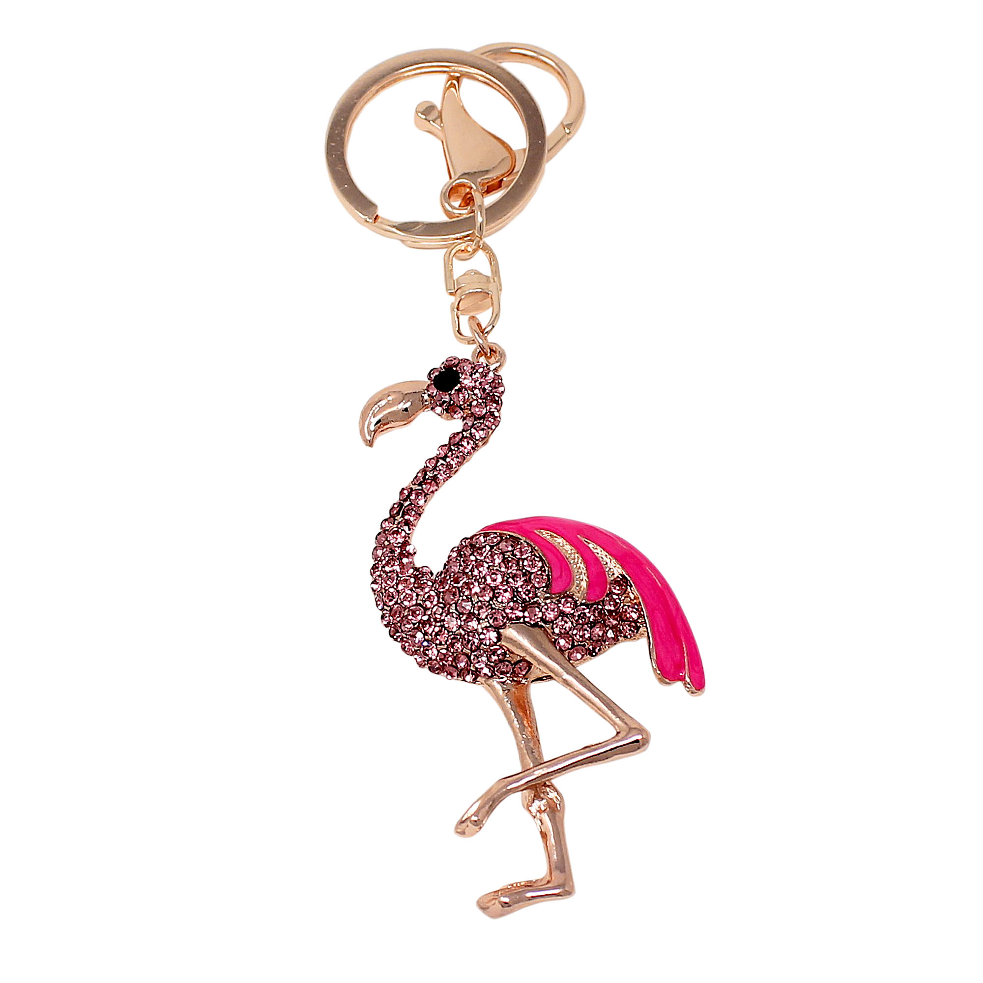 Sparkly Flamingo Keychain Bag Charm
