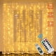 thumbnail image 1 of Cortina de luz LED, cortina de cadena de luz USB, 8 modos con control remoto, cadena de luz para dormitorio, decoración interior al aire libre, fiesta boda Navidad cumpleaños jardín, 1 of 8