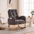 thumbnail image 2 of Knubmt High Back Leisure Chair Rocking Chair with Side Pocket and Wood Frame, Upholstered Lounge Chair for Living Room, Bedroom, Office, Dark Gray, 2 of 9