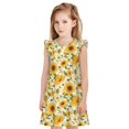 thumbnail image 1 of Balery Beautiful Countryside Sunflower Camisón de princesa para niñas, pijama de algodón con mangas abullonadas, suave y bonito.-Medium, 1 of 6