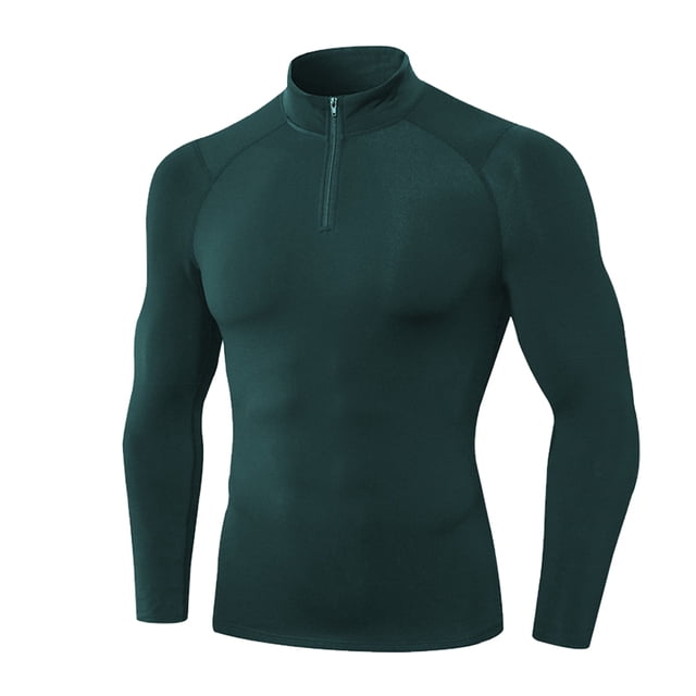 Sonducket Ropa interior térmica para hombre, camisetas deportivas de invierno de alta elasticidad para hombre, jersey largo con cremallera para Camisetas Verde oscuro Sonducket AP013564-08