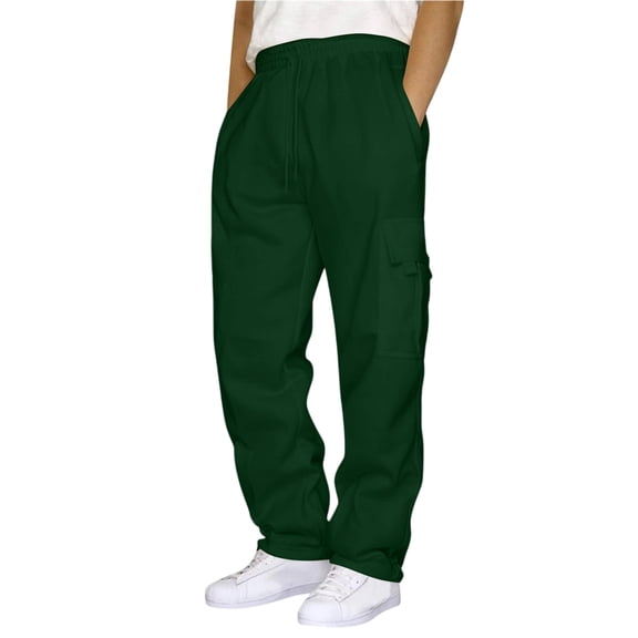 Mens Sweatpants Baggy Sweat Pants for Men Straight Leg Loose Fit Gym Athletic Cargo Sweatpants with Pockets Dark Green 3XL