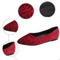thumbnail image 6 of Rokment Glitter Dress Shoes for Women Ladies Bride Wedding Sparkly Velvet Pointed Toe Ballet Flat Dressy Walking Slip-On Loafers Business Work Red Size 9, 6 of 8