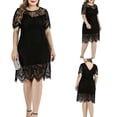 thumbnail image 2 of gakvbuo Plus Size Dress For Women Wedding Guest Women's Casual Plus Size Round Neck Short Sleeve Lace Solid Knee Length Dress, 2 of 9