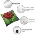 thumbnail image 6 of Red Rose Illustration on Green' Floral Throw Cushion Pillow Cover for Living Room, Sofa, 6 of 7