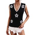 thumbnail image 2 of Liacowi Women Knitted Loose Tank Tops Summer Casual Floral Print V-neck Sleeveless T-shirt for Streetwear Club Wear, 2 of 9