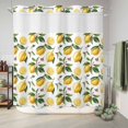 thumbnail image 6 of No Hook Shower Curtain with Built-in Rings - Vintage Lemon Summer Floral Washable Waterproof Fabric Bathroom Curtains for Hotel,Rentals, 72 X 78 Inch Long , Yellow Green White, 6 of 9