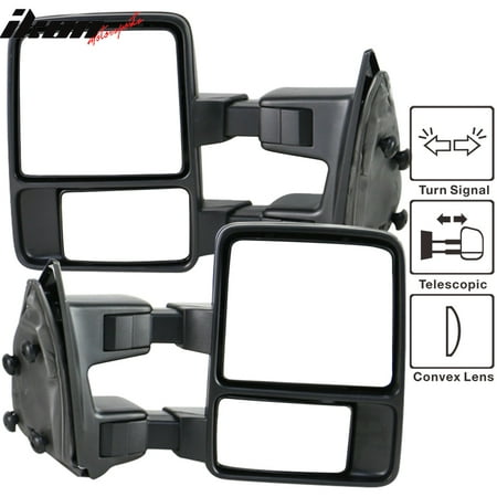 Functional Signal Light Fits 99 15 Ford F250 550 Tow Towing Mirrors Manual Pair