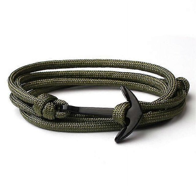 Pulsera de hombre Pulsera de ancla de aleación negra Cadena de cuerda de nailon multicapa P,11