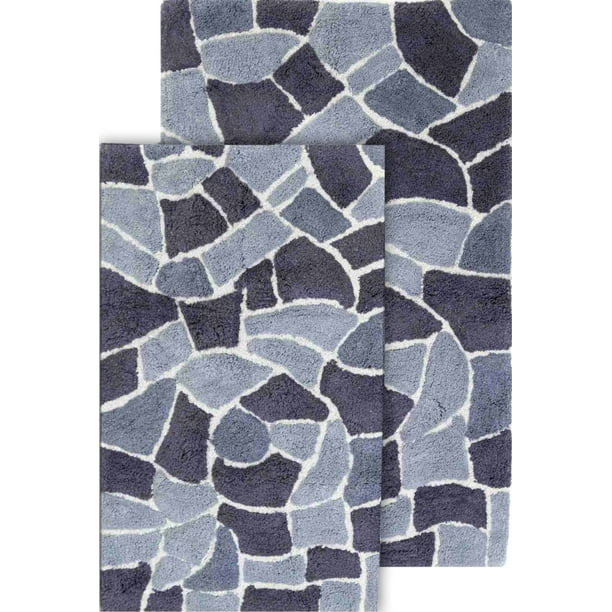 Microdry Softlux Charcoal Infused Diamond Embroidered Memory Foam Bath Mat With Griptex Skid Resistant Base 17 X 24 2 Pack Overstock 30827548