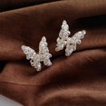 thumbnail image 4 of 1 Paire S925 Argent Aiguilles Papillon Boucles Doreilles, Mode Temprament Tiss Main Papillon Boucles Doreilles, 4 of 5