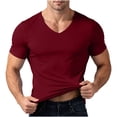thumbnail image 6 of Ovzne Men's Big & Tall V-Neck Short Sleeve Athletic Basic T-Shirts Casual Slim Solid Color Stretchy Going Out Tops M-5XL, 6 of 9