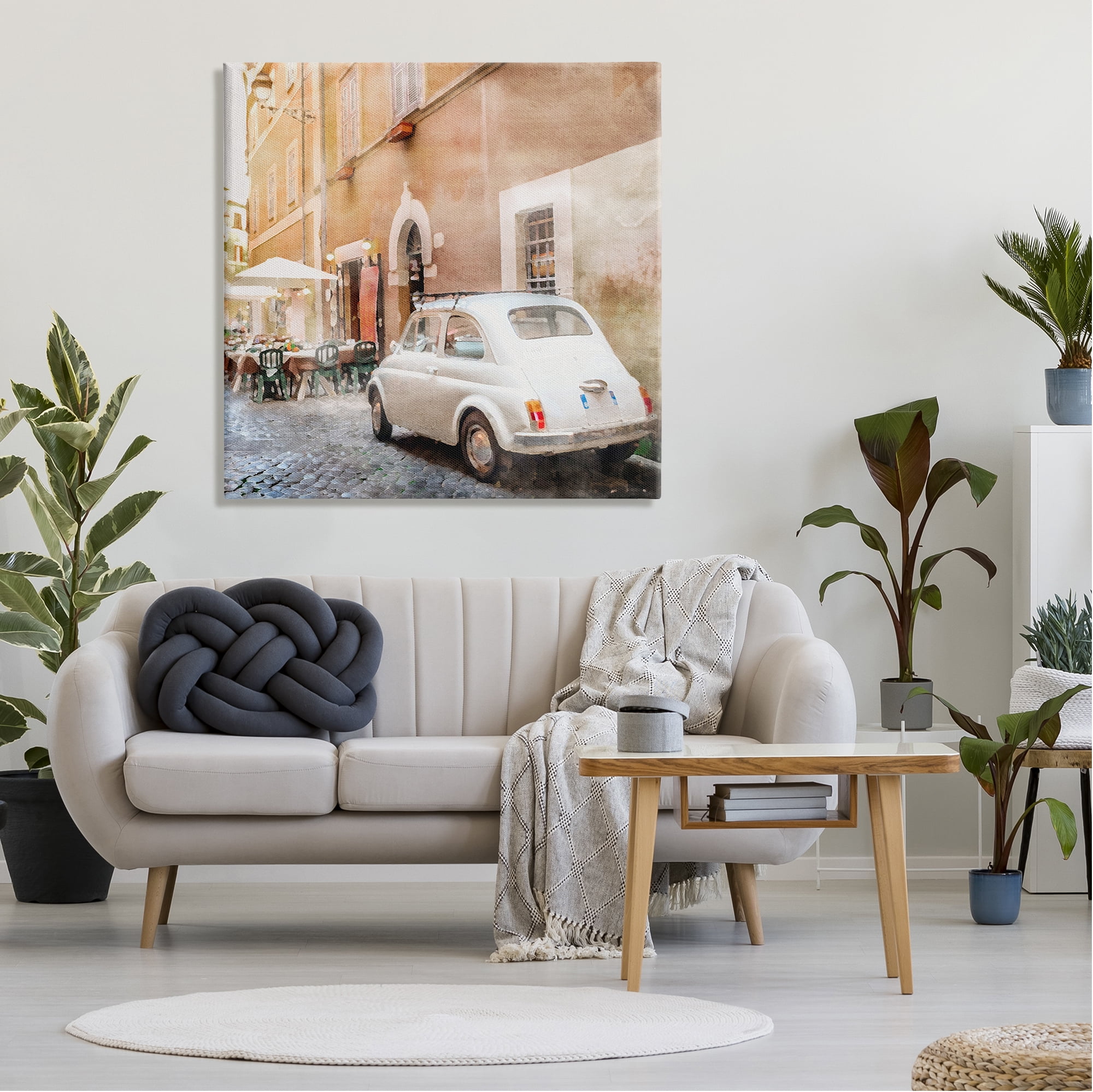 Stupell Industries White Buggy in City Travel & Places Painting Gallery Wrapped Canvas Print Wall Art, 36 x 36