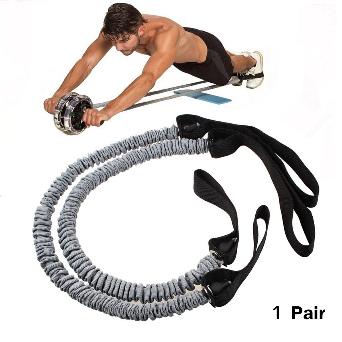 Get Double Wheel Ab Roller Pull Rope Waist Abdominal Slimming Exercise Equipment