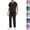 #03 Black, variant on Scrubs Set for Mens Stretch V Neck Scrub Top and Pants Medical Uniform Anti Wrinkle Multiple Pockets Nurse Workwear Healthcare Clothing,M,Sky Blue