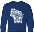 thumbnail image 3 of Inktastic Wisconsin Silhouette Mandala Long Sleeve Youth T-Shirt, 3 of 5
