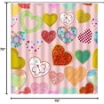 thumbnail image 3 of Valentine''s Day Shower Curtain Colorful Heart Boho Floral Romantic Sweet Love for Lover Couple Creative Bathroom Decor Fabric Curtain with Hooks, 3 of 4