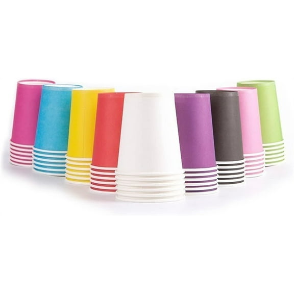 NOGIS DIY Paper Cups [100 Count(10 Color)] , Multicolor Paper Cups For Weddding,Party,Picnic, BBQ, Travel, and Event