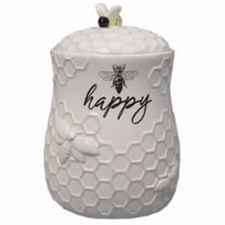 Young's Inc. Ceramic Honey Bee Cookie Jar with Lid and Handle – Honeycomb Design, 5.75" x 5.83" x 7.87", Decorative and Functional Kitchen Storage - Tea Canister