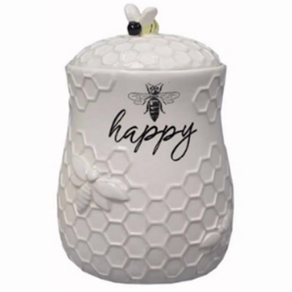Young's Inc. Ceramic Honey Bee Cookie Jar with Lid and Handle – Honeycomb Design, 5.75" x 5.83" x 7.87", Decorative and Functional Kitchen Storage - Tea Canister