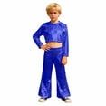 thumbnail image 2 of WOYY Toddler Girls Glitter Sequin Outfits Party Long Sleeve Crop Top Flared Pants Set, Sizes 4-5T, 2 of 5