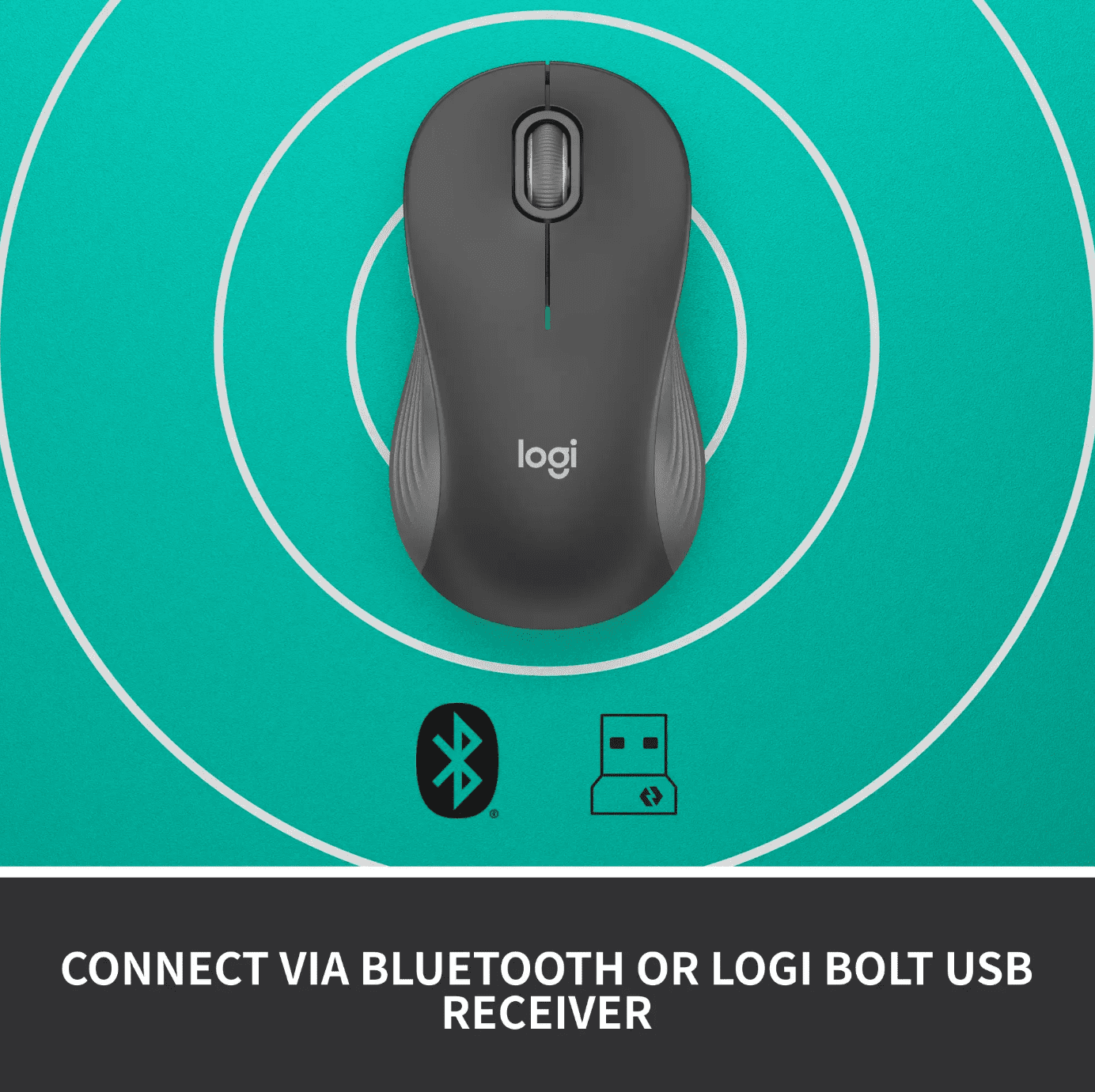 Logitech M550 L Full Size Bluetooth Optical Ambidextrous Mouse with Silent Clicks - Graphite
