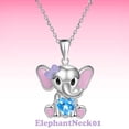 thumbnail image 4 of Cadena y dije de Elefante ElephantNeck01 2 Pzas Collar Elefante/Corazón Plata/Azul Metal. High Monaco MXLEK-002, 4 of 4