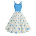 thumbnail image 4 of TSADFHJI Jupes Longues pour Femmes Ensemble d'Hiver Rétro Bretelles avec Enveloppe de Poitrine et Patchwork à Pois Robe Décontractée Ourlet de Fête L Bleu, 4 of 8
