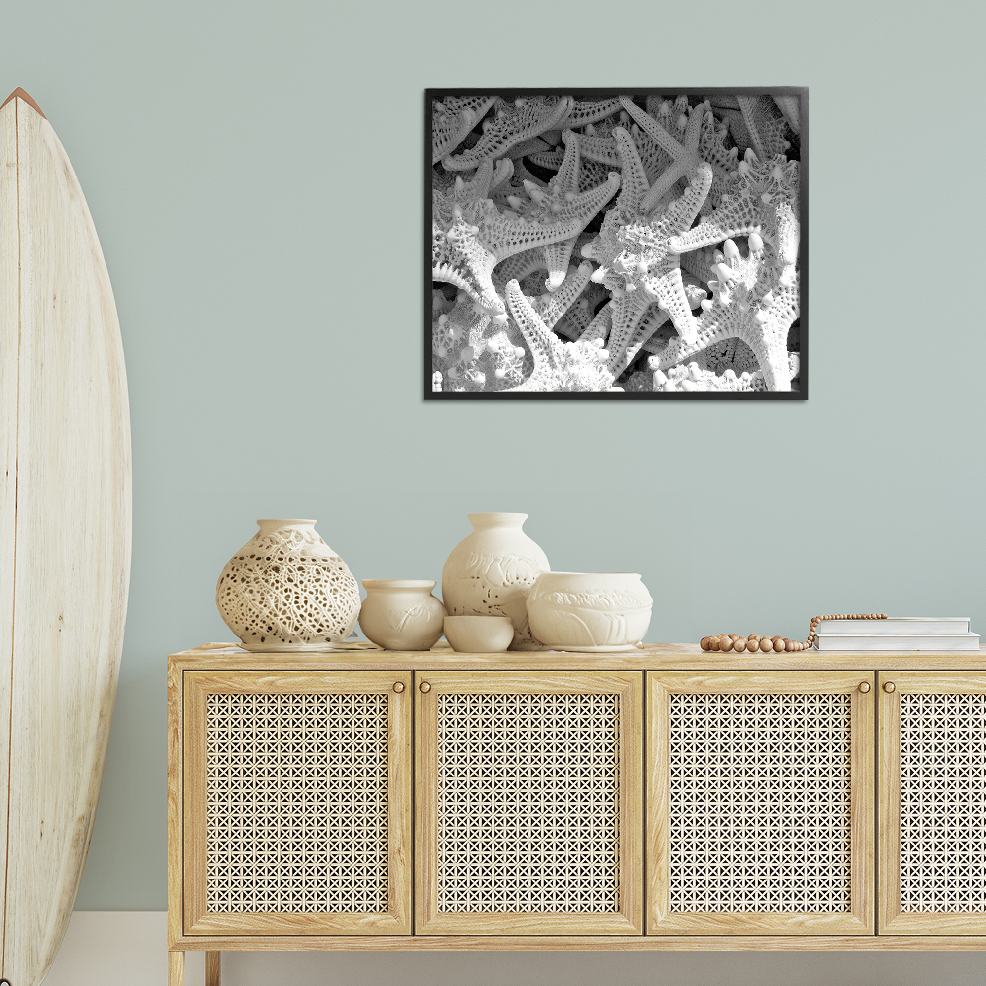 Stupell Industries Nautical Starfish Pile Coastal Photography Black Framed Art Print Wall Art, 30 x 24