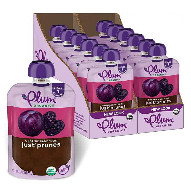 Pouches de Comida Orgánica para Bebés Ciruela Organics Just Prunes 99 ml Paquete de 12